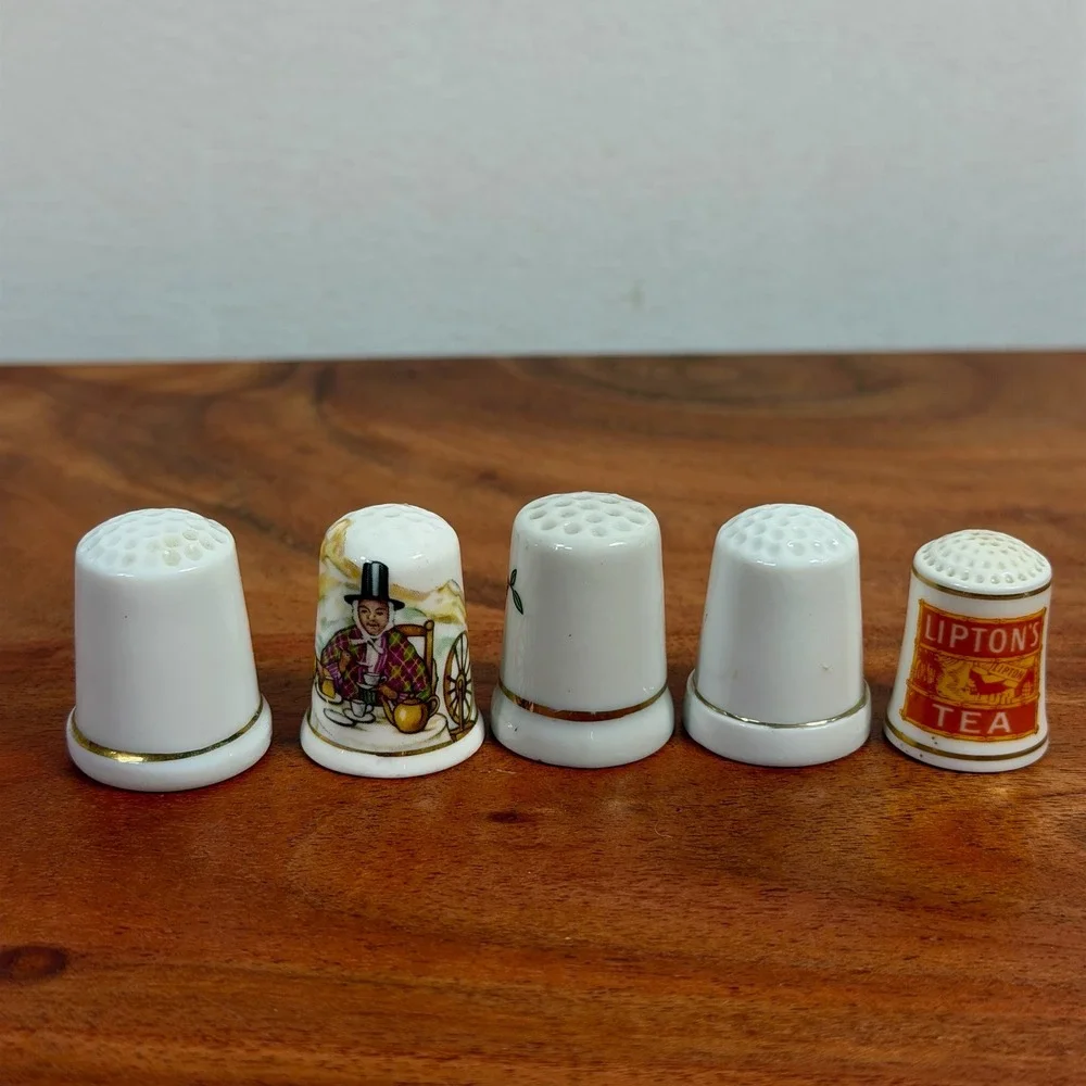 Vintage‎ Thimble Collection Set of 5 Scenic Souvenir Porcelain Collectible